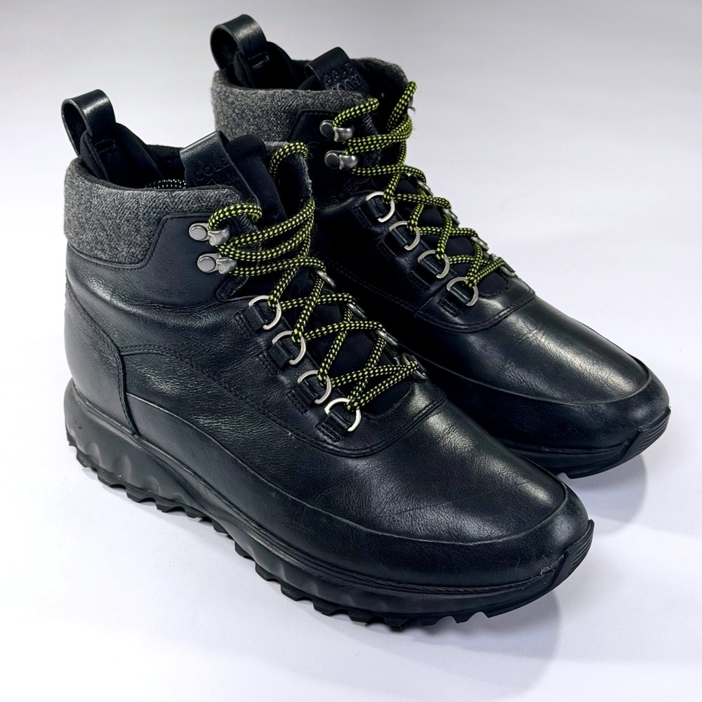 Cole Haan ZeroGrand Hikers Boot Womens 8.5 Black Leather Wool Waterproof Outdoor